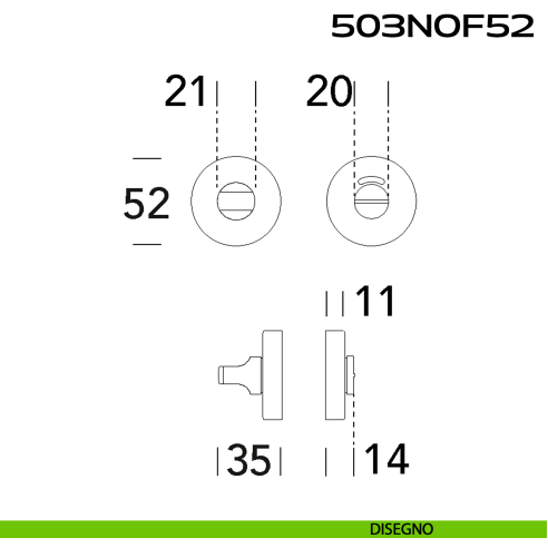 Nottolino per bagno libero occupato rosetta tonda 503 Reguitti Inox disegno