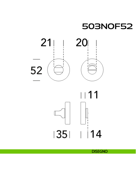 Nottolino per bagno libero occupato rosetta tonda 503 Reguitti Inox disegno