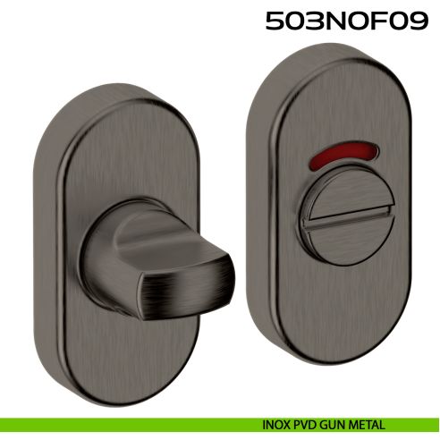 Nottolino WC libero occupato con rosetta ovale 503 Reguitti Inox - pvd gun metal