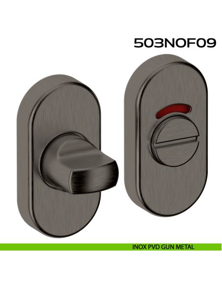 Nottolino WC libero occupato con rosetta ovale 503 Reguitti Inox - pvd gun metal