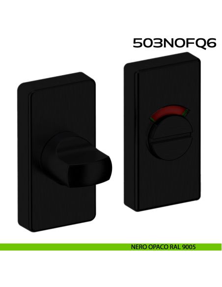 Nottolino WC libero occupato rosetta rettangolare 503 Reguitti Inox - nero opaco RAL 9005