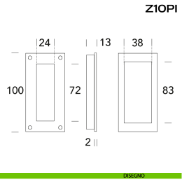 Placca incasso rettangolare cieca in acciaio Z10 PI Reguitti Inox 2