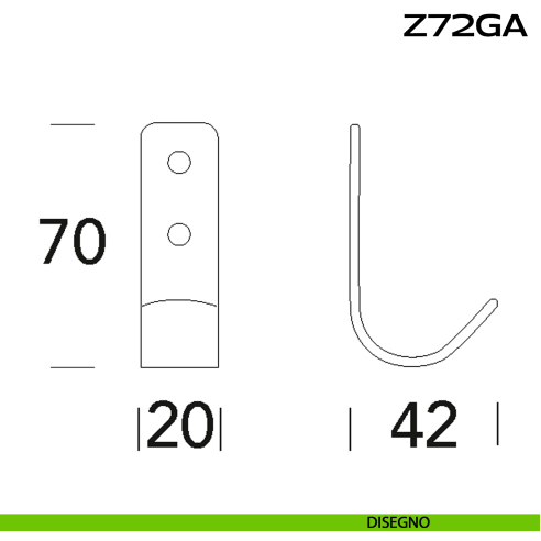 Gancio appendiabiti a muro in acciaio Z72 GA Reguitti Inox disegno