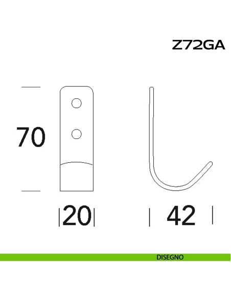 Gancio appendiabiti a muro in acciaio Z72 GA Reguitti Inox disegno