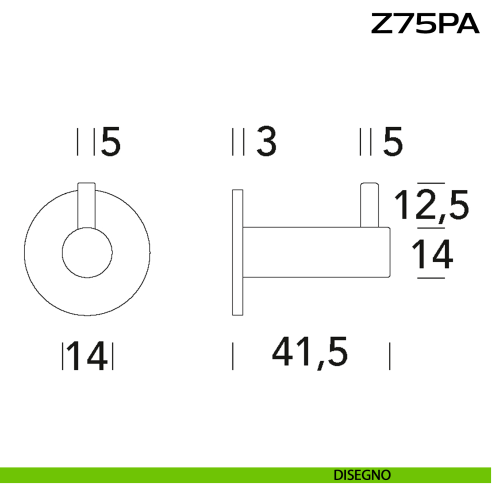 Portabiti moderno a muro in acciaio Z75 PA Reguitti Inox disegno