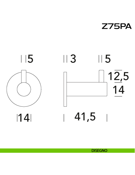 Portabiti moderno a muro in acciaio Z75 PA Reguitti Inox disegno
