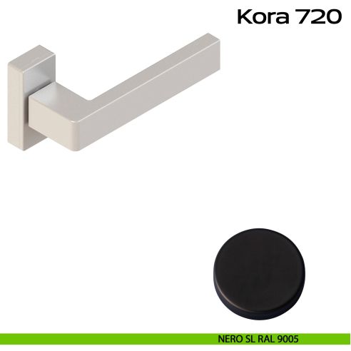 Maniglia in alluminio per porta Kora 720 Reguitti con rosetta rettangolare nero