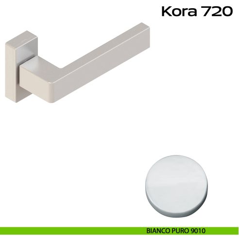 Maniglia in alluminio per porta Kora 720 Reguitti con rosetta rettangolare bianco