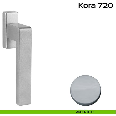 Maniglia in alluminio per finestra DK con rosetta stretta Kora 720 Reguitti argento
