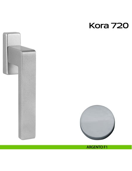 Maniglia in alluminio per finestra DK con rosetta stretta Kora 720 Reguitti argento