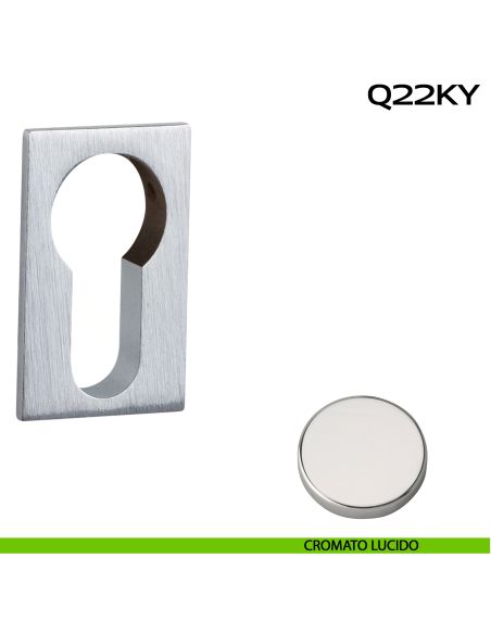 Bocchetta foro yale rettangolare Minimal Line Q22 Reguitti cromato lucido