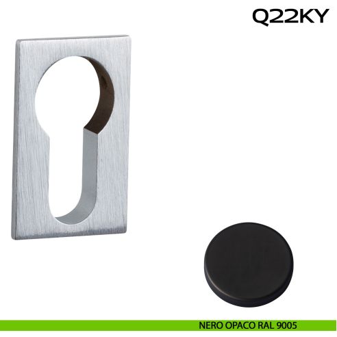 Bocchetta foro yale rettangolare Minimal Line Q22 Reguitti nero opaco ral 9005