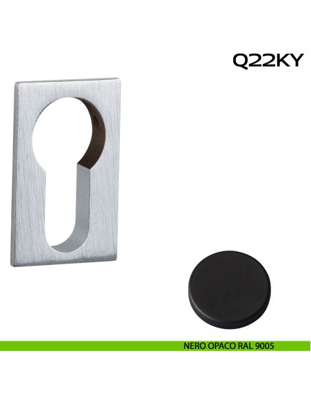 Bocchetta foro yale rettangolare Minimal Line Q22 Reguitti nero opaco ral 9005