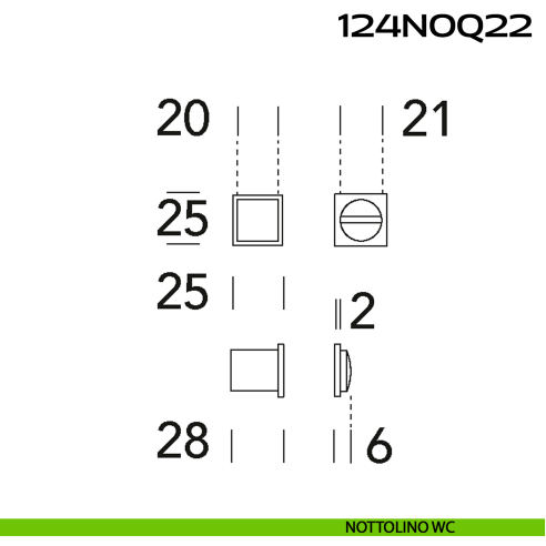 Nottolino WC quadrato Minimal Line Q22 Reguitti disegno