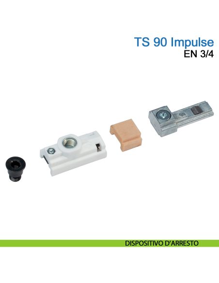 Chiudiporta aereo Dormakaba TS 90 Impulse forza EN 3-4 con braccio a slitta - dispositivo di arresto