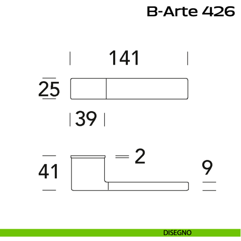 Maniglia per porta B-Arte 426 Minimal Reguitti disegno