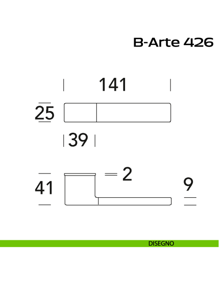 Maniglia per porta B-Arte 426 Minimal Reguitti disegno