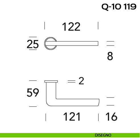 Maniglia per porta Q-10 119 Minimal Reguitti disegno
