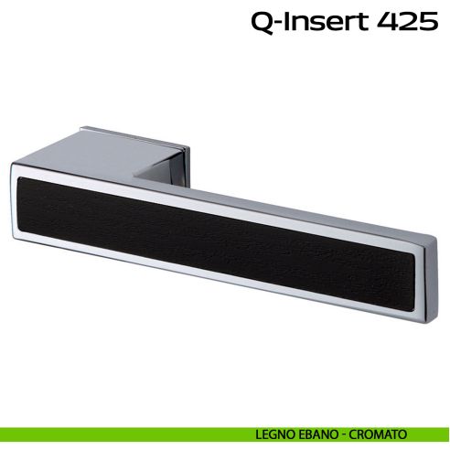 Maniglia con inserto in legno per porta Q-Insert 425 Minimal Reguitti cromato / ebano