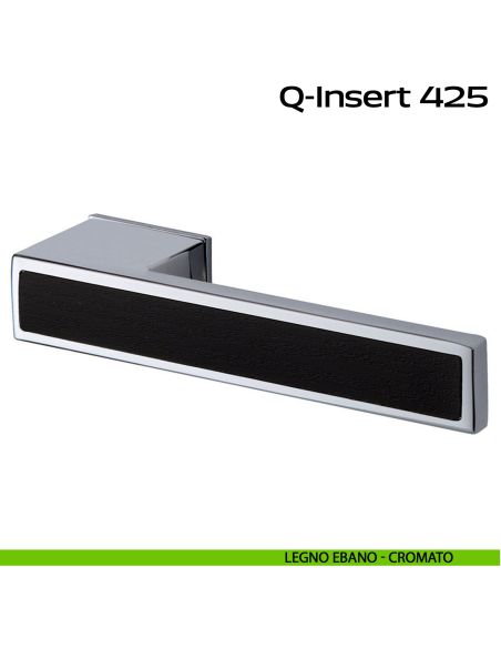 Maniglia con inserto in legno per porta Q-Insert 425 Minimal Reguitti cromato / ebano