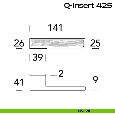 Maniglia con inserto in legno per porta Q-Insert 425 Minimal Reguitti disegno