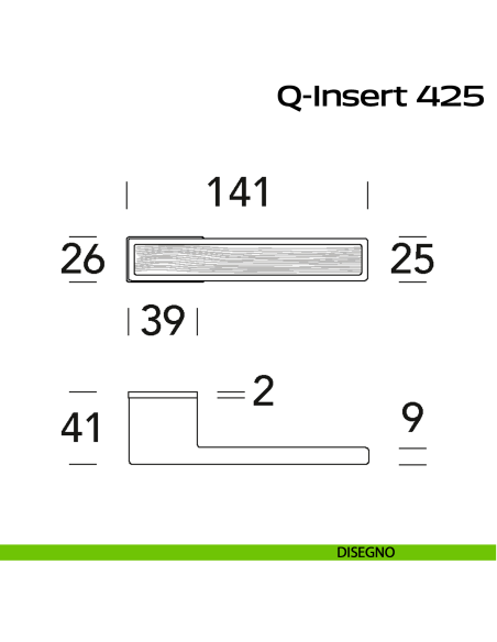 Maniglia con inserto in legno per porta Q-Insert 425 Minimal Reguitti disegno