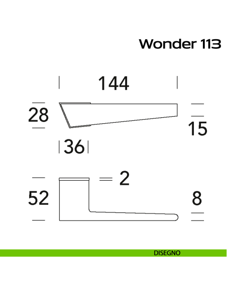 Maniglia per porta Wonder 113 Minimal Reguitti disegno