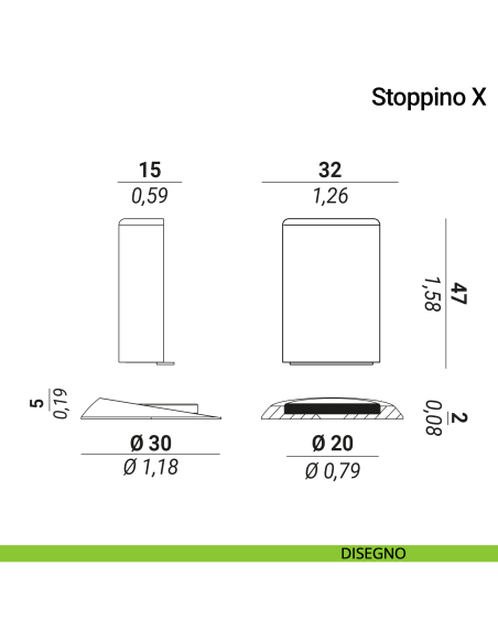 Fermaporta magnetico esterno Stoppino X Verum Italy - disegno