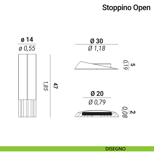 Fermaporta magnetico ad incasso Stoppino Open Modello 2 Verum Italy - disegno