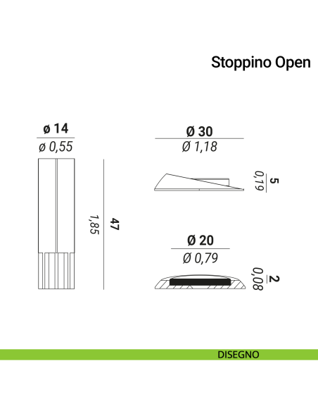 Fermaporta magnetico ad incasso Stoppino Open Modello 2 Verum Italy - disegno