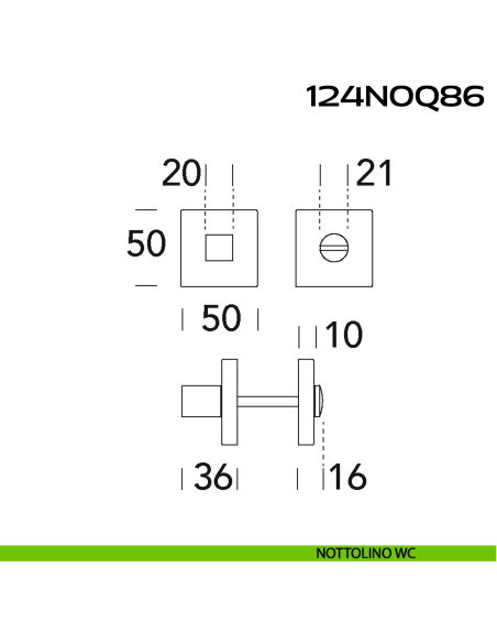 Nottolino WC quadrato Q86 Reguitti disegno