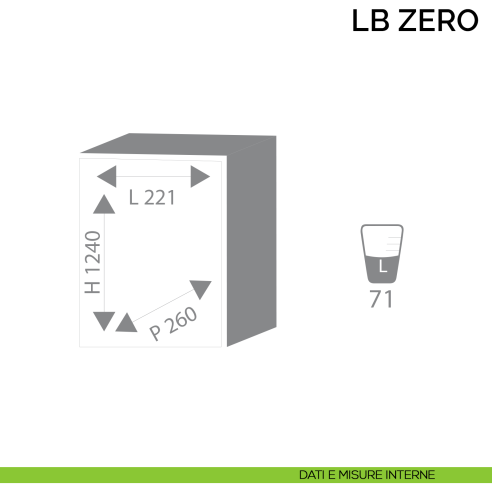 Cassaforte a mobile Bordogna LB Zero 11/C con chiave - dimensioni interne