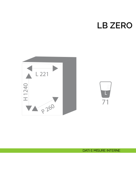 Cassaforte a mobile Bordogna LB Zero 11/C con chiave - dimensioni interne