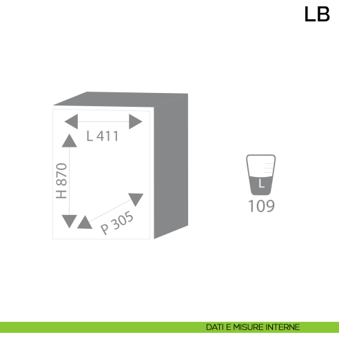Cassaforte a mobile Bordogna LB 5/C con chiave - dimensioni interne