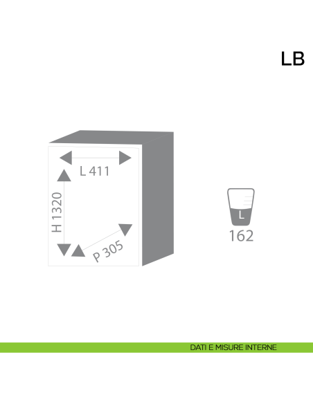 Cassaforte a mobile Bordogna LB 14/TC con combinazione meccanica e chiave - dimensioni interne