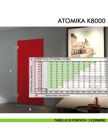 Cerniera a scomparsa in acciaio per porta Koblenz Atomika K8000