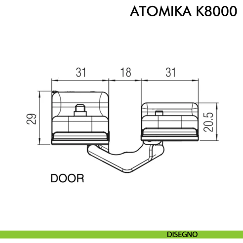Cerniera a scomparsa in acciaio per porta Koblenz Atomika K8000 - disegno