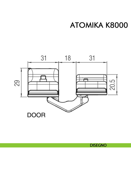 Cerniera a scomparsa in acciaio per porta Koblenz Atomika K8000 - disegno
