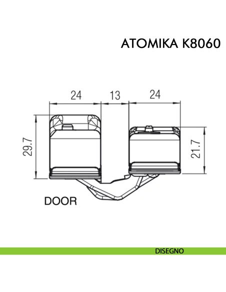 Cerniera a scomparsa regolabile per porta Koblenz Atomika Slim K8060 - disegno