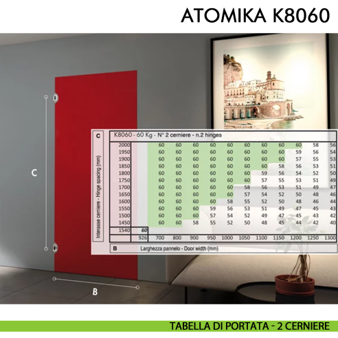Cerniera a scomparsa regolabile per porta Koblenz Atomika Slim K8060