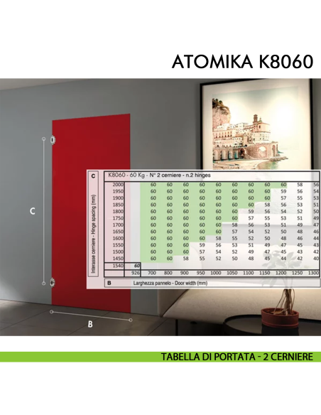 Cerniera a scomparsa regolabile per porta Koblenz Atomika Slim K8060