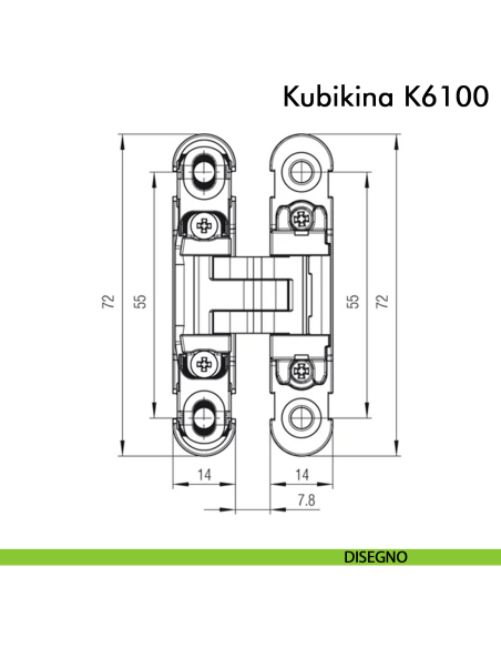 Cerniera a scomparsa regolabile per mobile Koblenz Kubikina K6100 - disegno