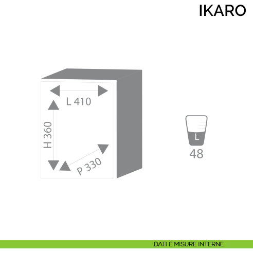 Cassaforte a mobile Bordogna Ikaro 45/C con chiave - dimensioni interne