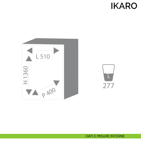 Cassaforte a mobile Bordogna Ikaro 145/C con chiave - dimensioni interne