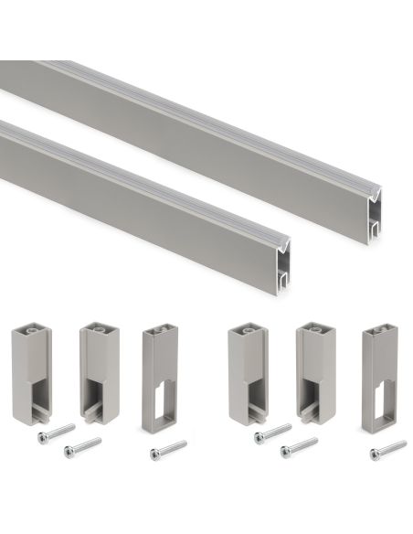 Emuca Lotto di 2 barre appendiabiti per armadio Luxe lunghi 1,15 m con reggitubi, Alluminio e Tecnoplastica, Verniciato Grigio