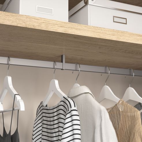 Emuca Lotto di 2 barre appendiabiti per armadio Luxe lunghi 1,15 m con reggitubi, Alluminio e Tecnoplastica, Verniciato Grigio