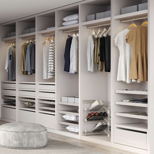 Emuca Lotto di 2 barre appendiabiti per armadio Luxe lunghi 1,15 m con reggitubi, Alluminio e Tecnoplastica, Verniciato Grigio