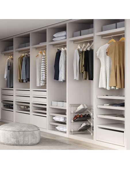 Emuca Lotto di 2 barre appendiabiti per armadio Luxe lunghi 1,15 m con reggitubi, Alluminio e Tecnoplastica, Verniciato Grigio