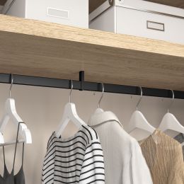 Emuca Lotto di 2 barre appendiabiti per armadio Luxe lunghi 1,15 m con reggitubi, Alluminio e Tecnoplastica, Verniciato nero 2