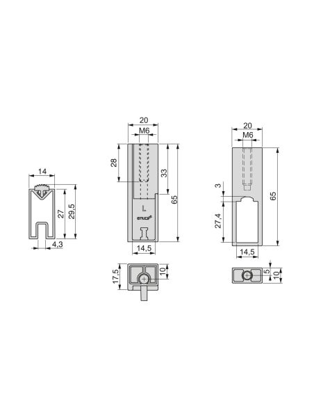 Emuca Lotto di 2 barre appendiabiti per armadio Luxe lunghi 1,15 m con reggitubi, Alluminio e Tecnoplastica, Verniciato nero